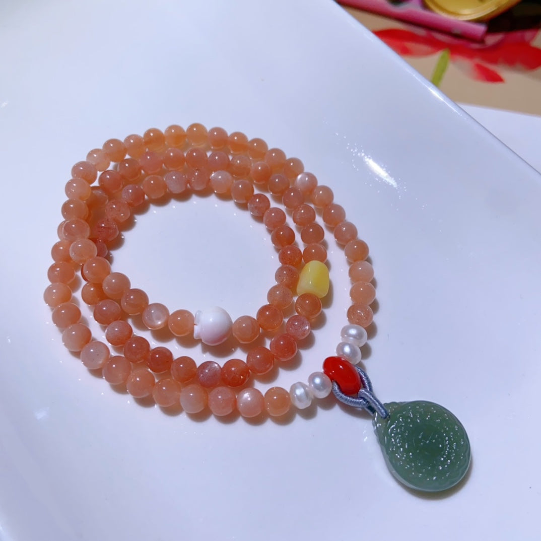 High-quality Natural sunstone Triple-Layer Bracelet Original Design Bracelet