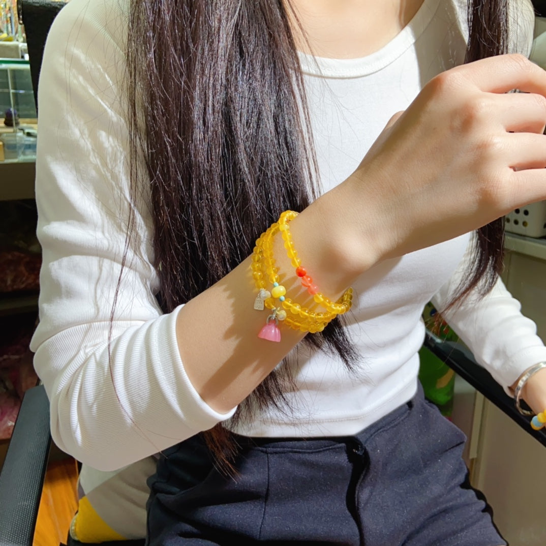 High-quality Natural amber Triple-Layer Bracelet Original Design Bracelet