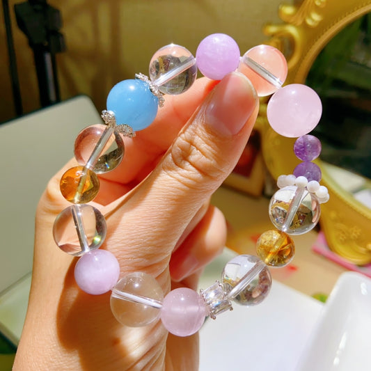 High-quality Natural Clear Quartz Multi-Gem bracelet Original Design Bracelet