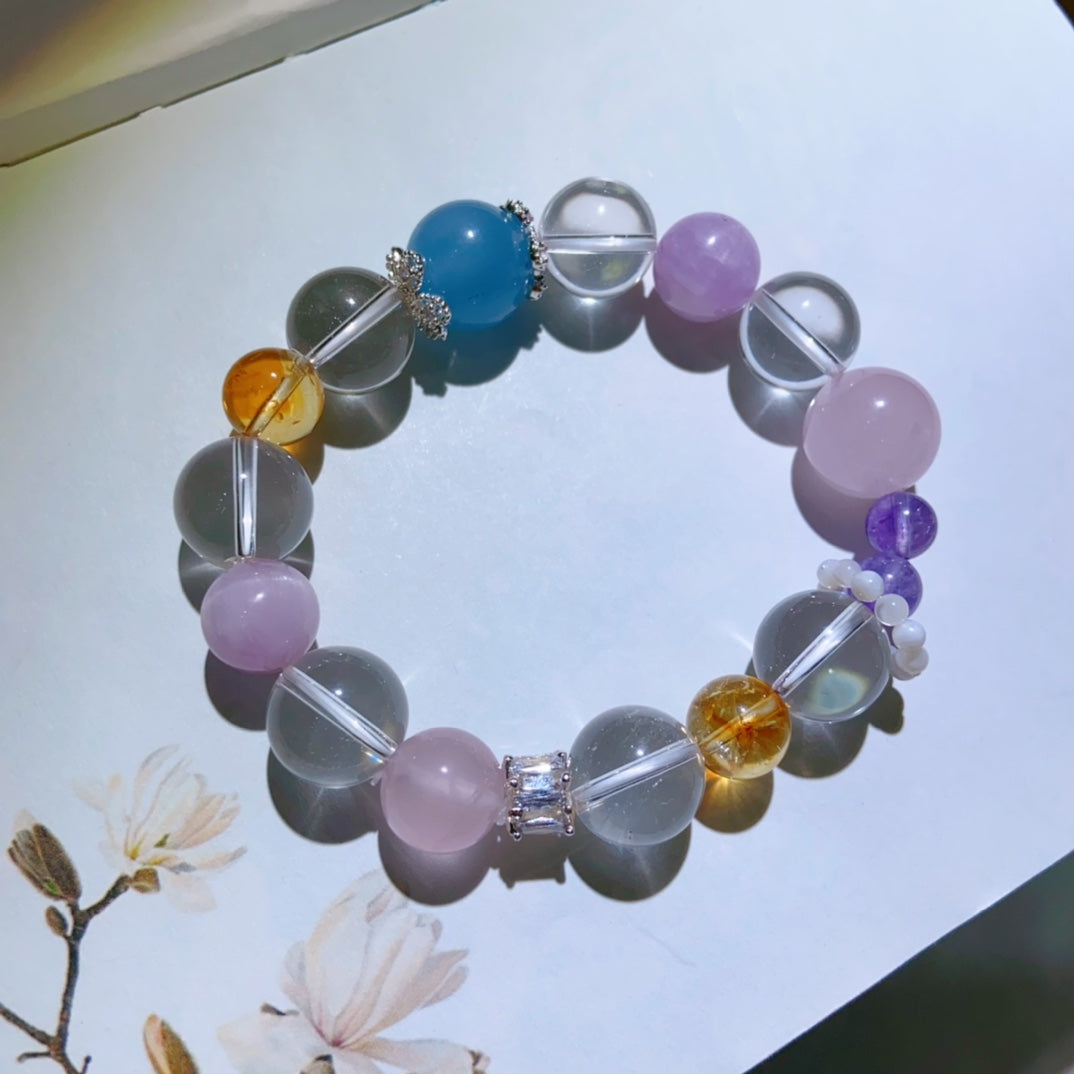 High-quality Natural Clear Quartz Multi-Gem bracelet Original Design Bracelet