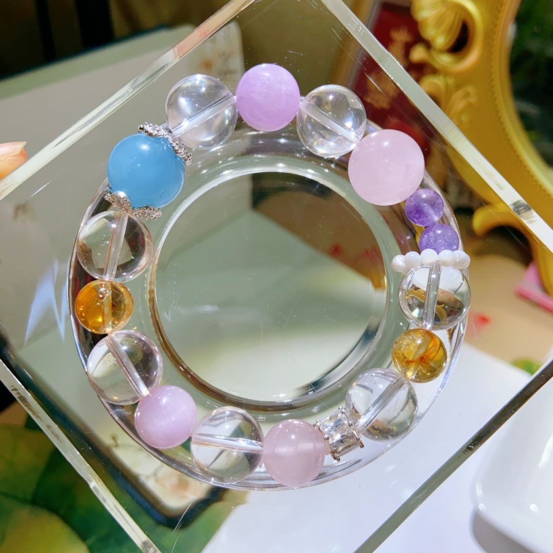 High-quality Natural Clear Quartz Multi-Gem bracelet Original Design Bracelet